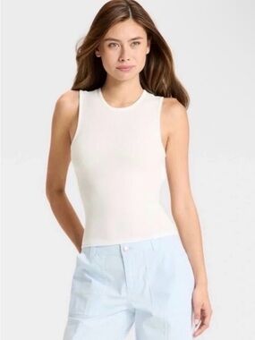 Wild Fable White Open Back Ribbed Tank Top Size L NWT